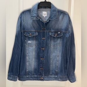 Kensie Classic Jean Jacket Slightly Distressed Button Down w/Pockets Size M